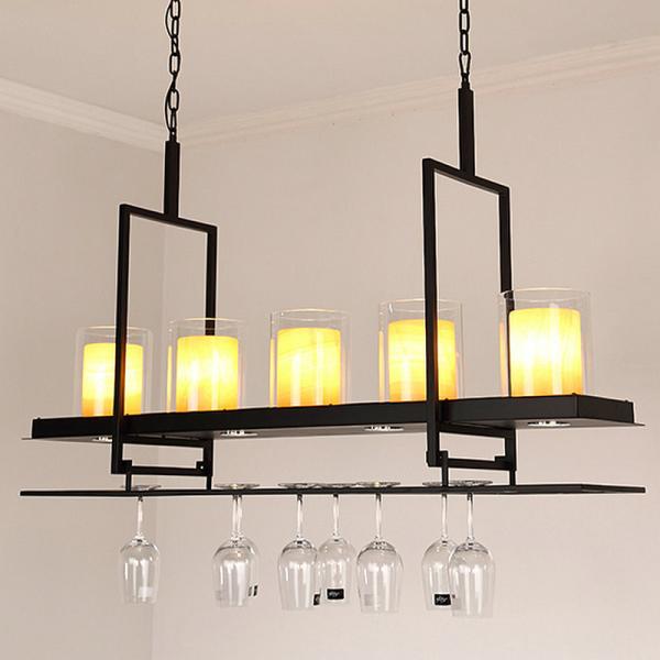 Candlestick Vintage Pendant Lights rectangle Black Color Chandelier Hanging Lamp (WH-VP-53)