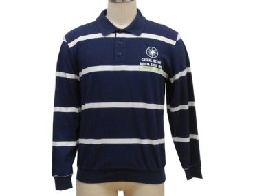 Spring / Autumn Mens Polo Sweatshirts , Mens Full Sleeve Polo T Shirts With Rib Cuffs