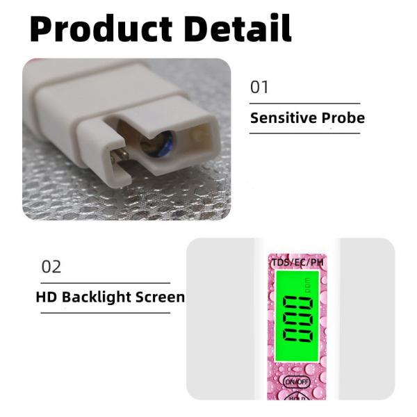 Back Light Display 4 in 1 Water Test Pen for Home Swimming Pool and Aquaculture Control