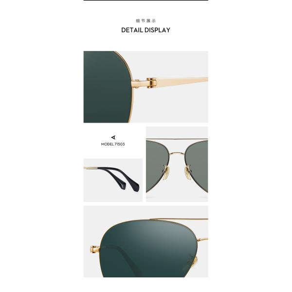 Male Metal Frame Polarized Sunglasses Black Gold Classical Aviator Eyeglass