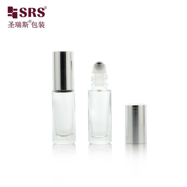 Custom Small Convenient 4ml Cosmetic Essential Oil Perfume Thick-bottomed Glass Roll on Bottle