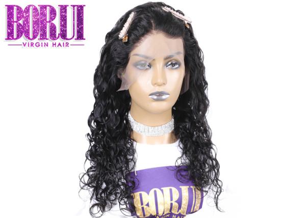 Perucas malaias completas e grossas do cabelo, peruca completa pre arrancada do laço da onda natural de Glueless