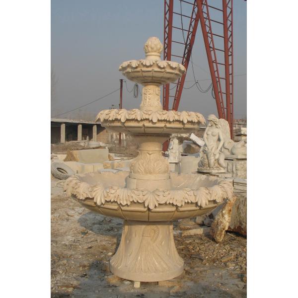 3 Tier Flower Carved Stone Marble Water Standing Fountain