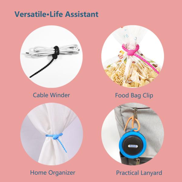 Reusable Silicone Cable Twist Ties Bread Tie Bag Sealing Clip Silicone Management Ties Cord Organizer For Car Home Offic