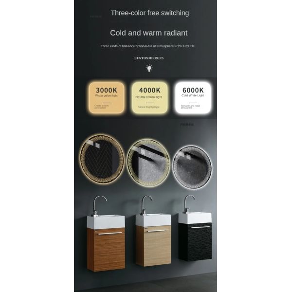 Simple flameproof Led Smart Touch Screen Anti-fog Round Sensor Mirror with Light(WH-MR-101)
