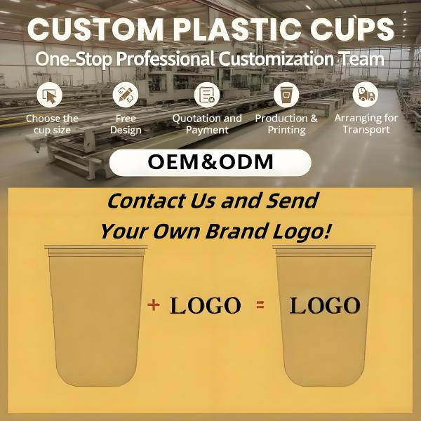 Taza de plástico comercial de calibre 95 en forma de U Bebida de té leche pudín de café sucio Taza de PET con tapa de panda