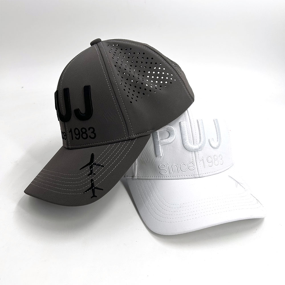 6 Panel Laser Cut Perforated Golf Dad Hat Waterproof 3D Embroidery Baseball Cap
