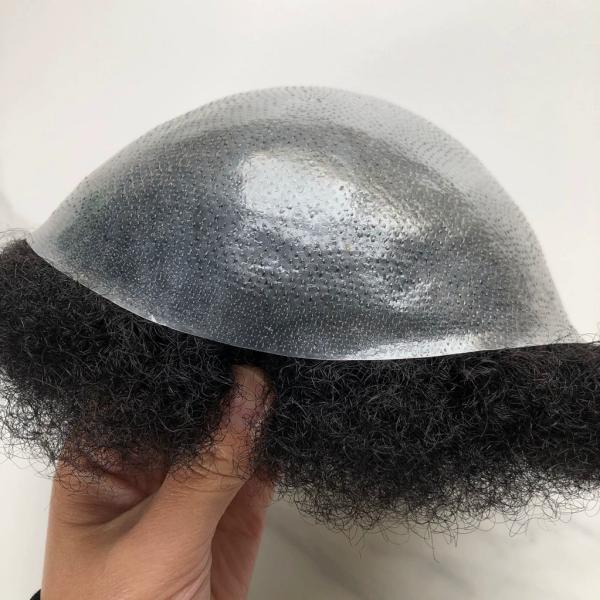 4mm 8x10 Afro Kinky Toupee Indian Human Hair pieces Man Hair Wig Poly Skin Toupee Human Hair Replacement