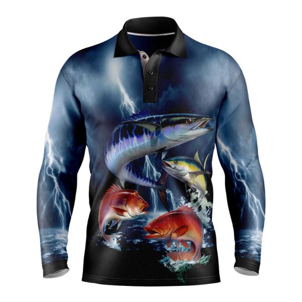Multiscene Fishing Tournament Jerseys Long Sleeve Polo Washable