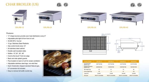 Stainless Steel Powerful Commercial Charbroiler Grill For Restaurant