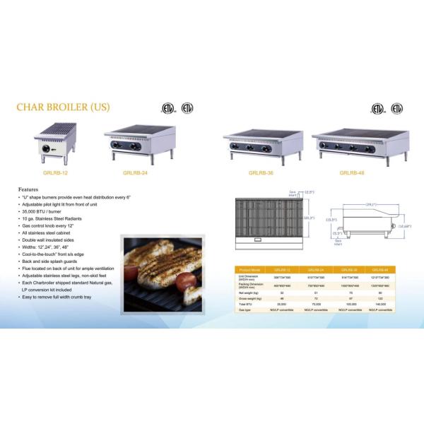 Parrilla Charbroiler Comercial Potente de Acero Inoxidable para Restaurante