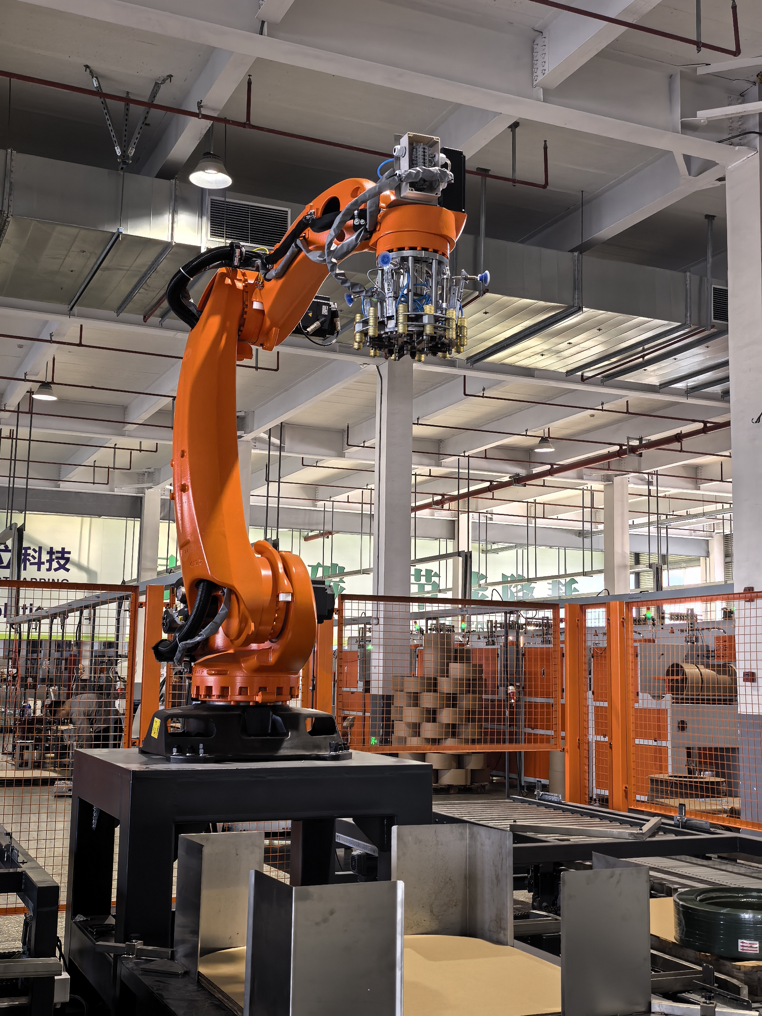 Double Line Automatic Palletizing System 220V Face To Face Industrial Palletizer