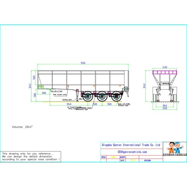 Лист весны Crawler песчаника 35cbm сброса трейлеры Semi
