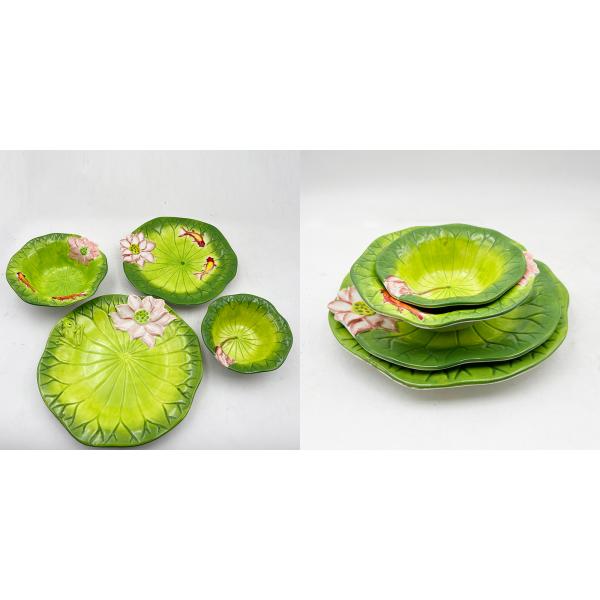 Конструкция лотоса листья блюдо высокая керамическая кухонные принадлежности большая емкость обеденный блюдо для домашнего пикника школы