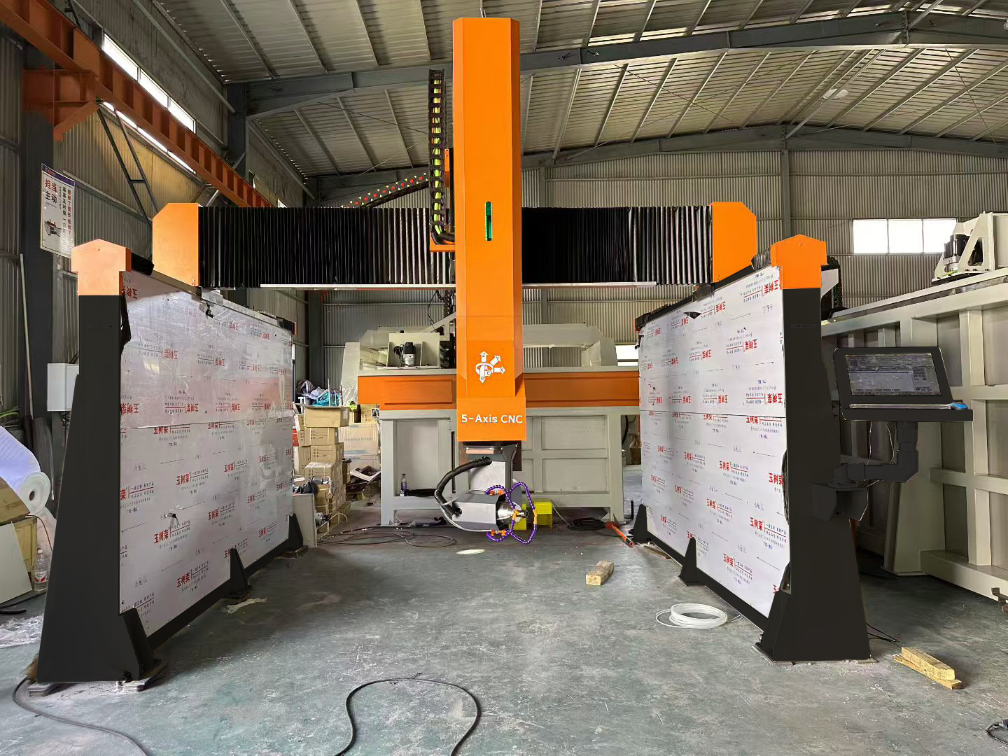 Industrial 5 Axis CNC Stone Carving Machine FAEM-3320, Fast Processing For 3D Buddha Human Figure & Monument Sculpture
