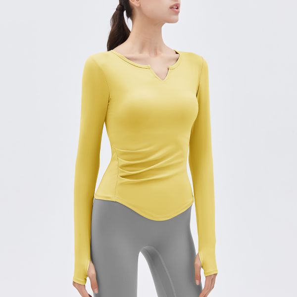 Women's Long Sleeve Yoga Top Mint Green Thumb Hole Cuffs Slim Fit for Workout
