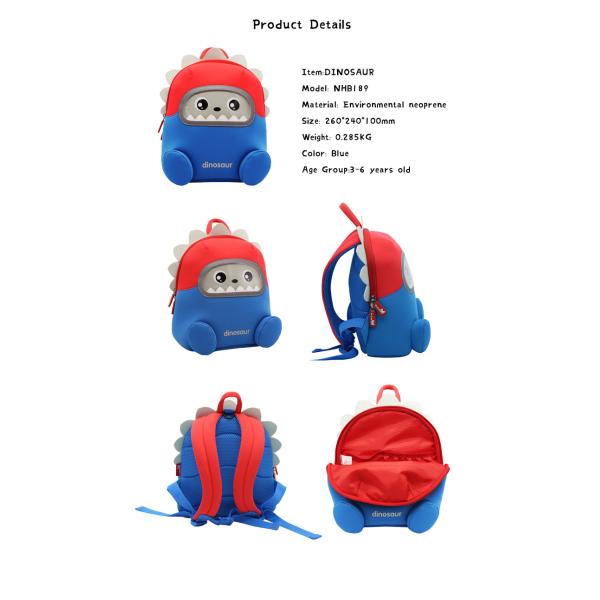 NHB189 Nohoo Waterproof 3D cartoon robot Toddler Backpack for Preschool Kindergarten 3-6 Year