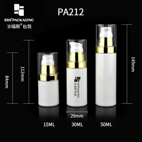 injection white plastic lotion bottle with logo 1oz airless pump bottles