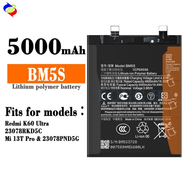 Original Rechargeable Batteries BM5S 5000mAh for Redmi K60 Ultra Mi 13T Pro Lithium-Ion