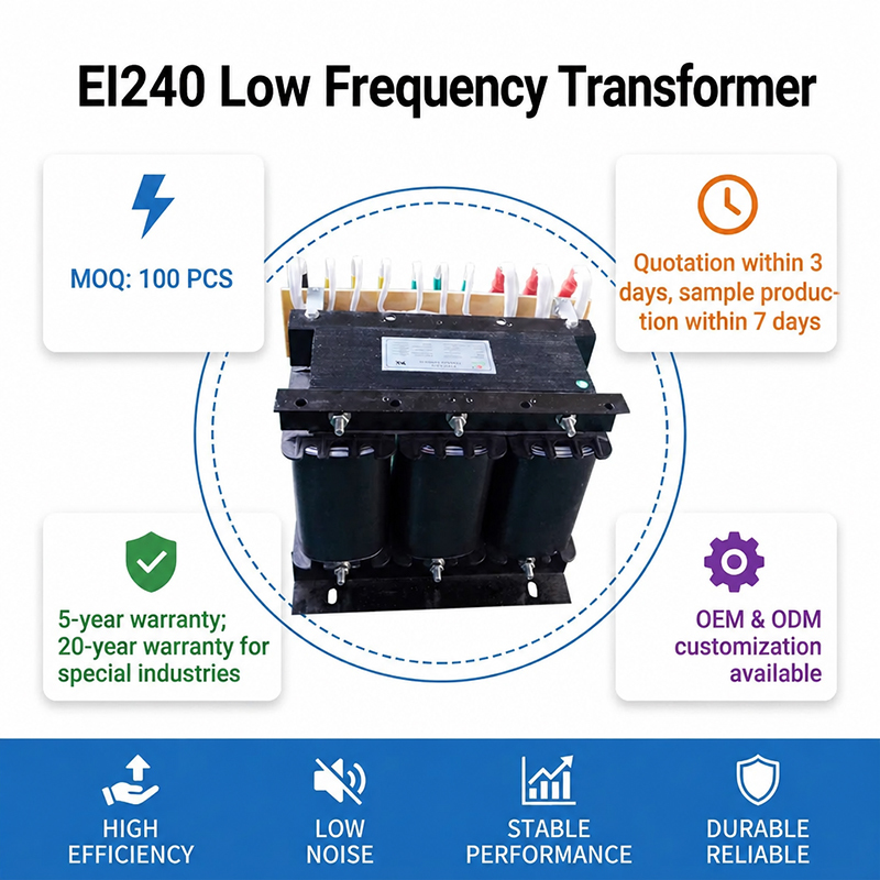 Large Custom EI240 Low Frequency Transformer Stable Durable Industrial Controls