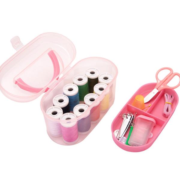 Household Travelling Mini Sewing Kit Set Plastic Needle Box With Sewing Accessories