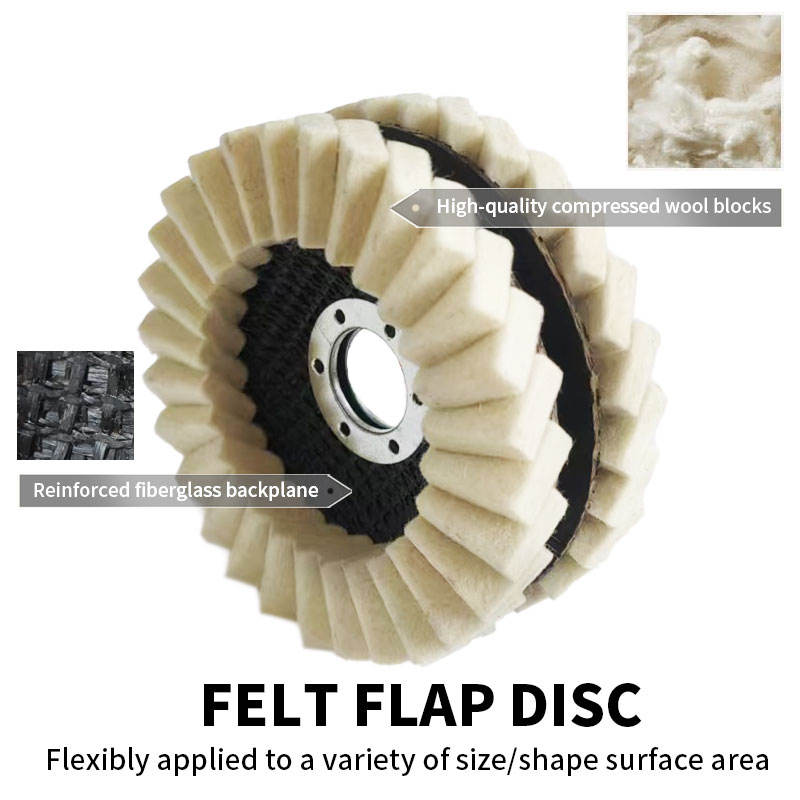 Metal Buffing Sander Wool Felt 80-240 Grit Flap Disc Wheel Marble Fiberglass Backing