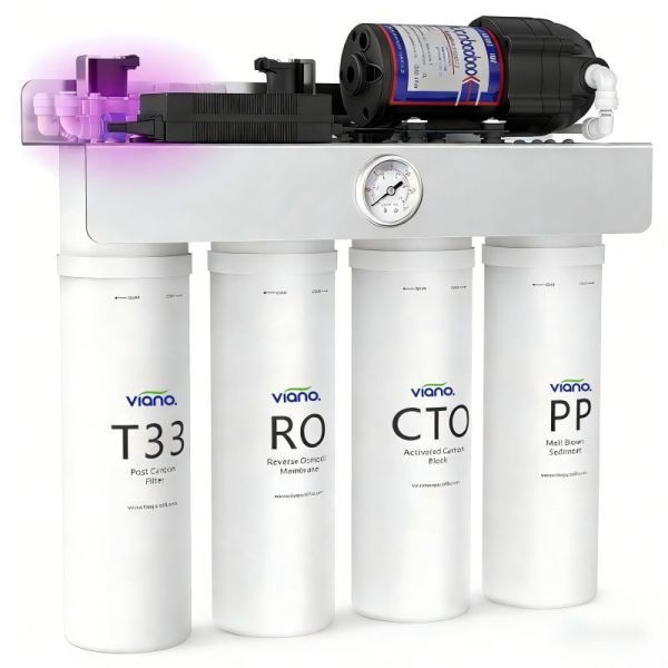 UV Tankless RO Water Filter, 400 GPD, 1.5:1 Low Waste, Quick-Change Cartridges, Under Sink Purifier