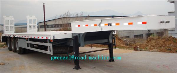 3 Axles Manual Semi Trailer Trucks Low Bed Two Single Cargo Truck New Condition