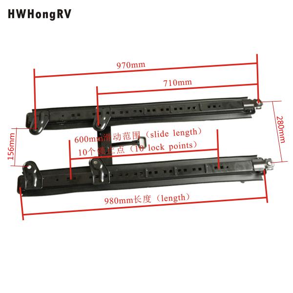 Motorhome rear seat inlaid  floor slider track runner van recessed seat floor rail double lock car seat sliding with 100cm