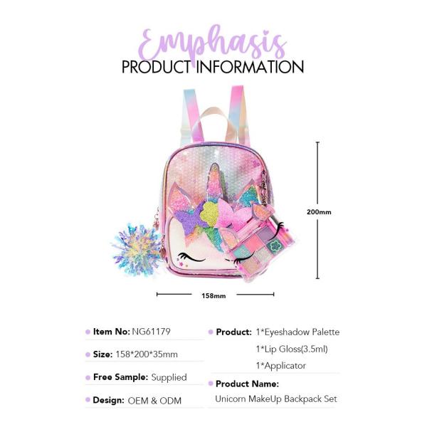 Unicorn Backpack Pretend Makeup Play Set Kids Makeup Kit For Girls BSCI Certified