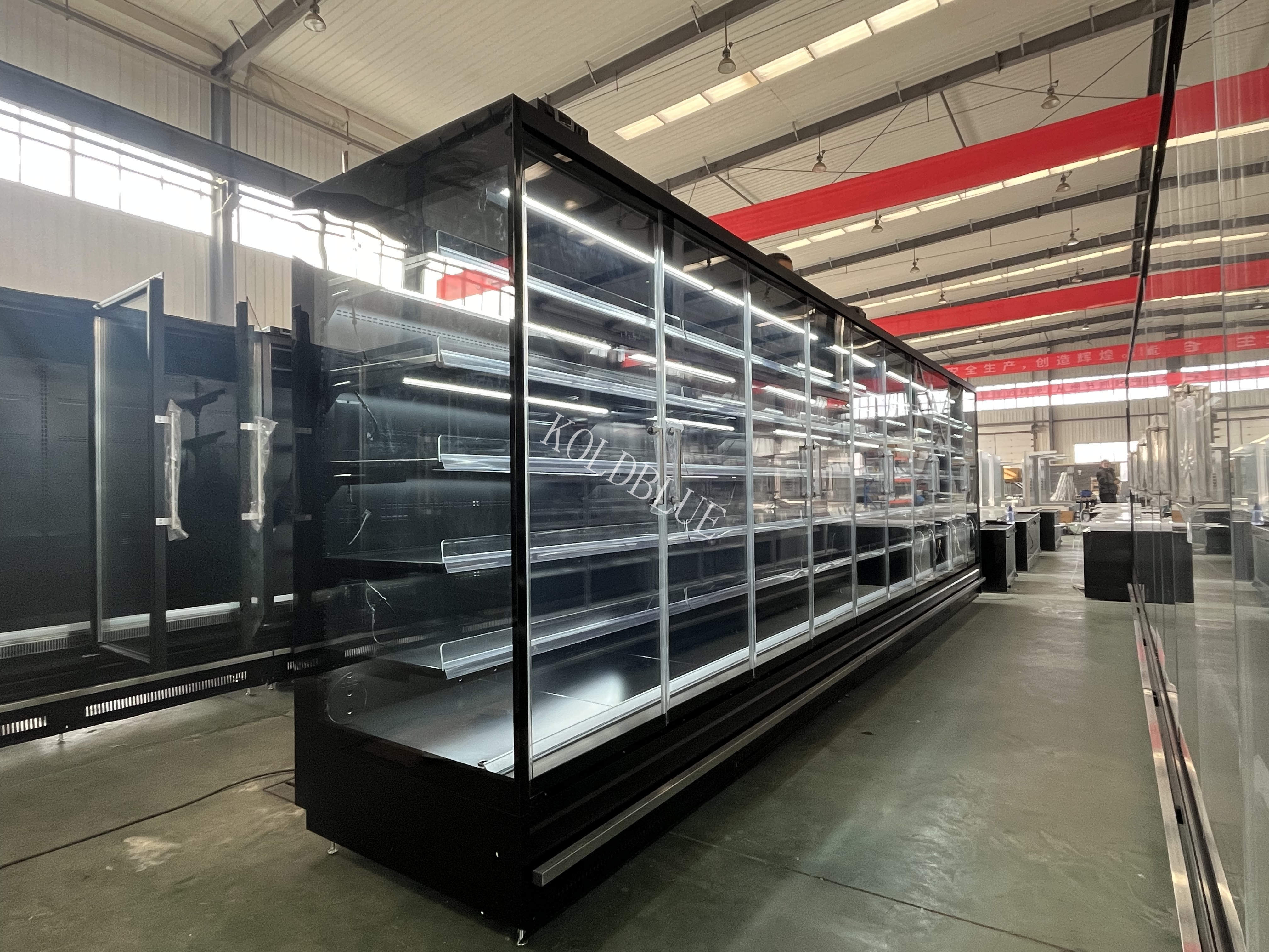 Remote Glass Door Multideck Cooler Eco Friendly with LED Light and Panoramic Endpanel