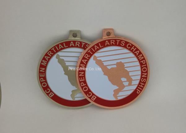 Brass Stamped Hard Enamel Karate Medals , Customized Swimming Awards Taekwondo Medals