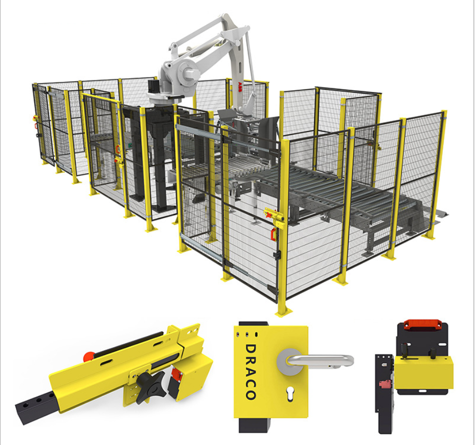 Hsj Anping Factory Custom Robot Safety Fence Machine Guarding Barrier Steel Mesh Metal Arc Screen Panels Optional Hinged/Folding/Sliding Doors Interlock Safety Switches & Multiple Security Lock Access