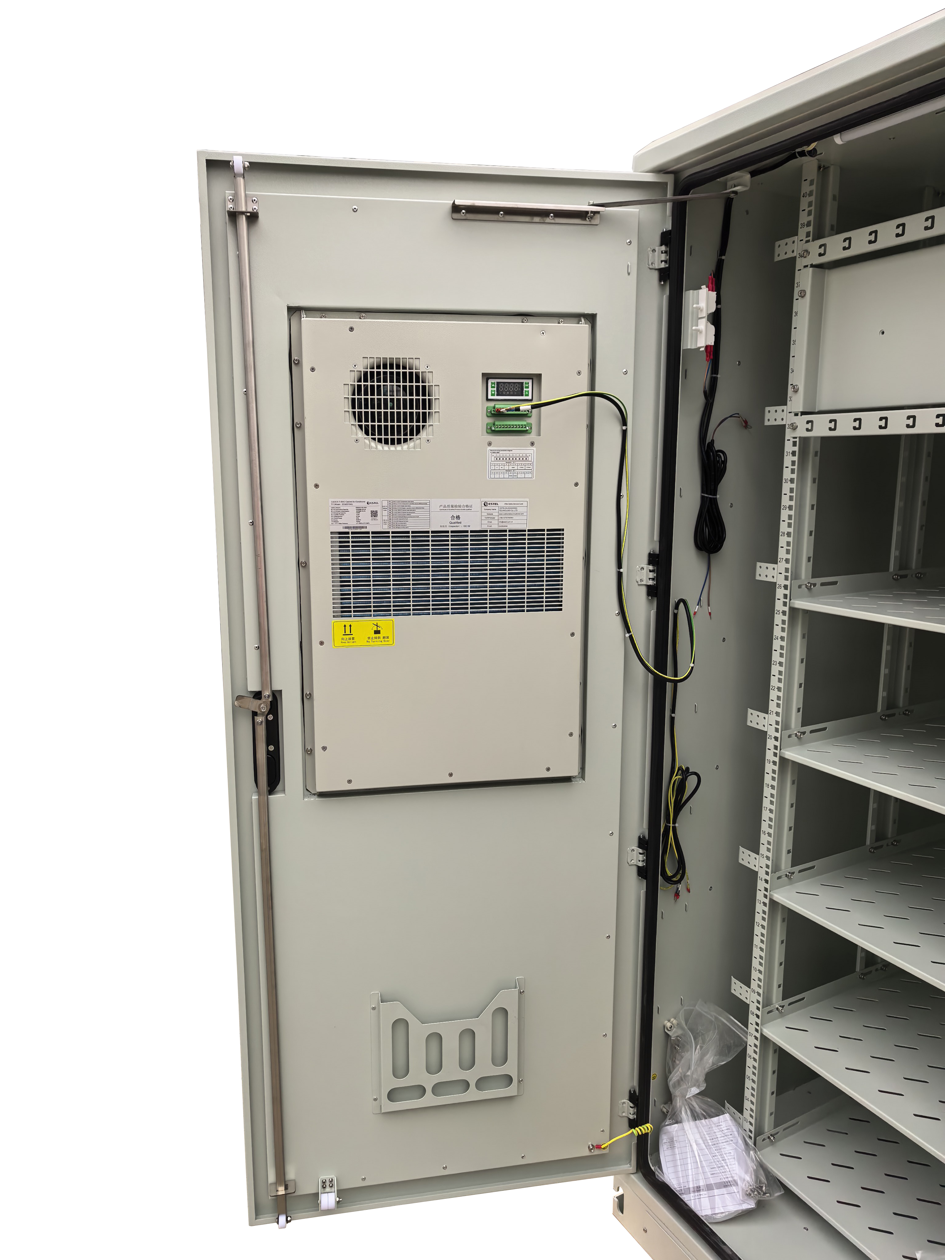 Dual Bay 40U Outdoor Telecom Cabinet for Inverter with Dual 1500W AC IP55 with 5 Battery Trays for Solar Base Station Anti Theft Design