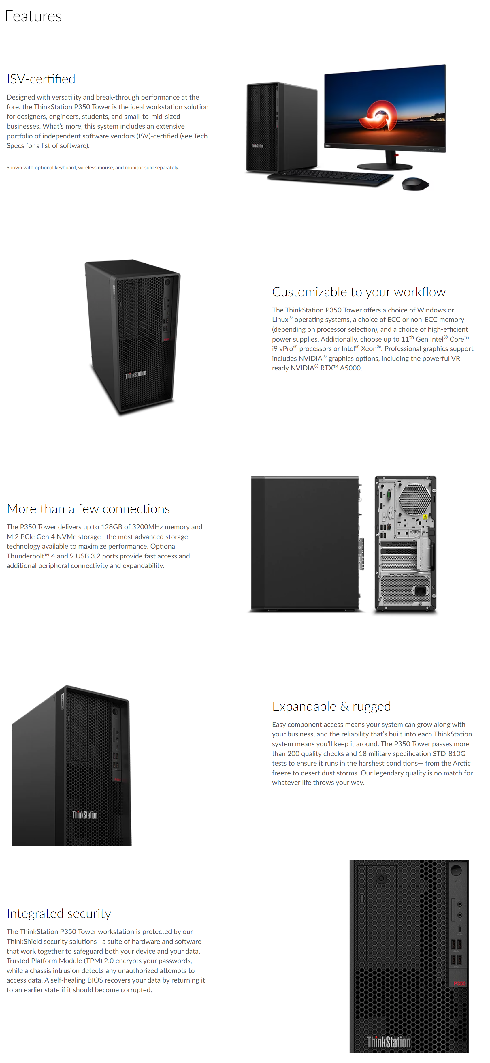 Lenovo Thinkstation P350 Tower Рабочая станция i7-11700 Процессор 16G Память дизайн башни