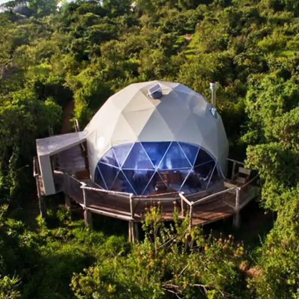 Luxo ao ar livre 8m Diâmetro dossel à prova d'água safari glamping resort hotel redondo tenda geodésica de cúpula
