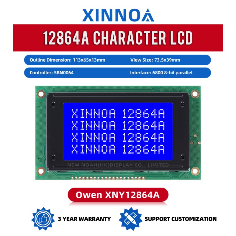 Blue Film Dots LCD Module 5V SBN0064 Parallel Port 12864A LCD Display With Backlight