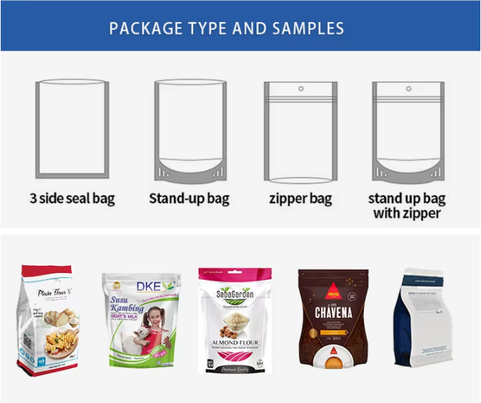 Machine d'emballage de granulés en sachets préfabriqués horizontaux automatiques, machine d'emballage de poudre