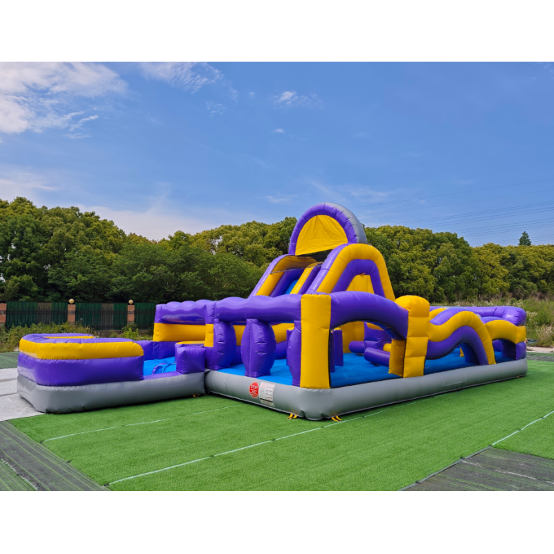 Commercial Outdoor Wet/Dry Slide Combo Inflatable Bouncy Castle Obstacle Course with Pool Inflatable Amusement Park