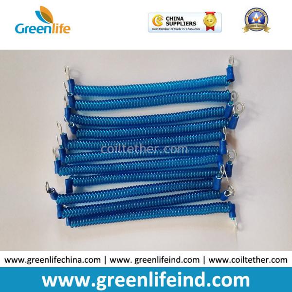 Customized 15CM Length Green Steel Wire Safe Spring Coiled Strap Strings w/2pcs Metal Eyelets
