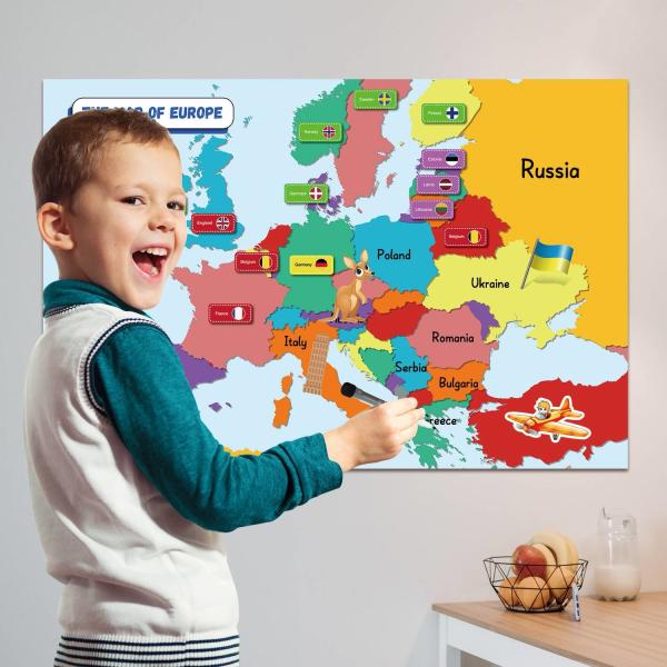 100x36 дюймов 75x36 дюймов Печать Сухое стирание Ламинированные плакаты Карта Обучение