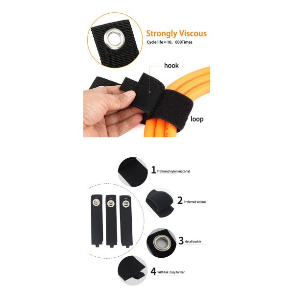 50mm Width Heavy-Duty Nylon Elastic Hook and Loop Strap 20 Yards/Roll for Cable Management