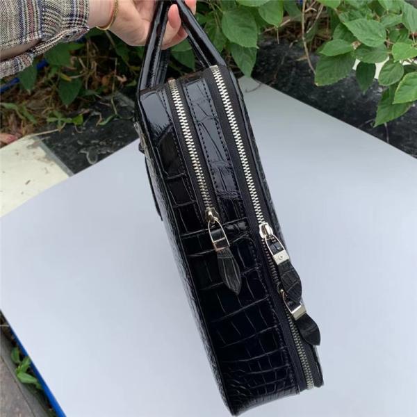 Genuine Crocodile Belly Skin Businessmen ZIP Briefcase Exotic Real True Alligator Leather Male Large Laptop Handbag