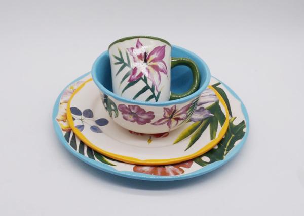 Popular Ceramic Soup Bowls Underglaze Decal 2 Tones Stoneware Semi Porcelain