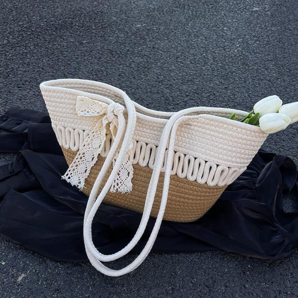 Large-Capacity Beach Bag Fashion All-Match Commuter Tote Bag Niche Weaving Portable Foreign Style Shoulder Bag