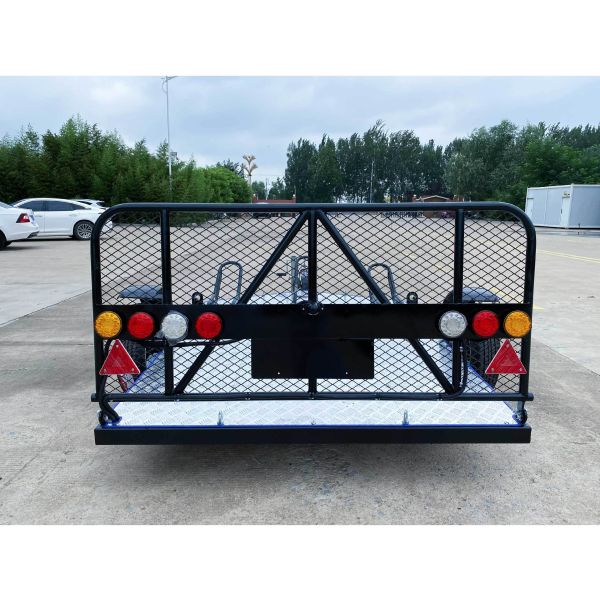 Remorque à moto double personnalisée résistante à la corrosion avec levage hydraulique