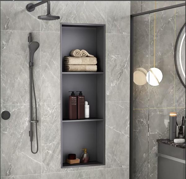 Double Shelf Shower 316 Stainless Steel Niche In PVD Matte Black Color Coated