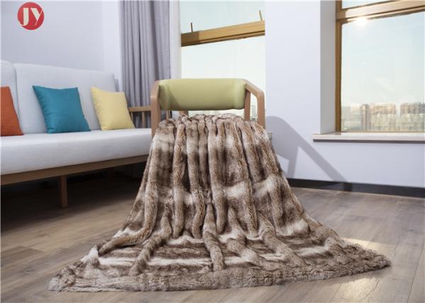 Super Soft Faux Fur Blanket light beige Rabbit Double Sided Reversible Throw Blanket
