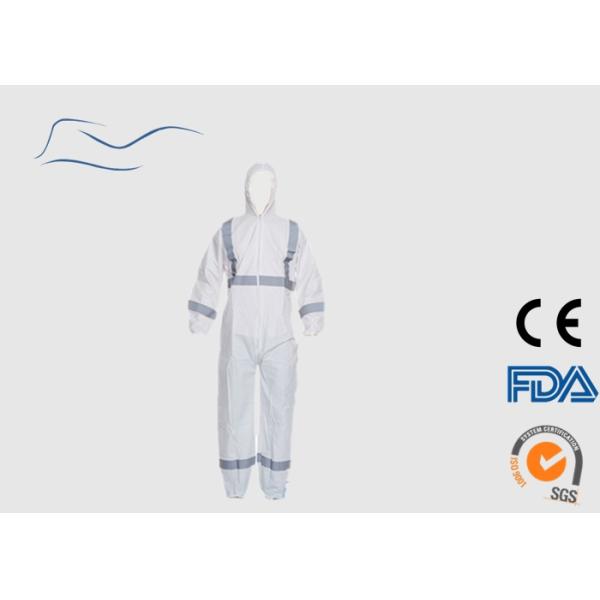 White Type 5 Disposable Coveralls Safety Protection SMS Material 50G