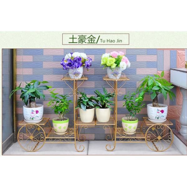 Indoor Wrought Iron 1.62kg Rolling Cart Plant Stand